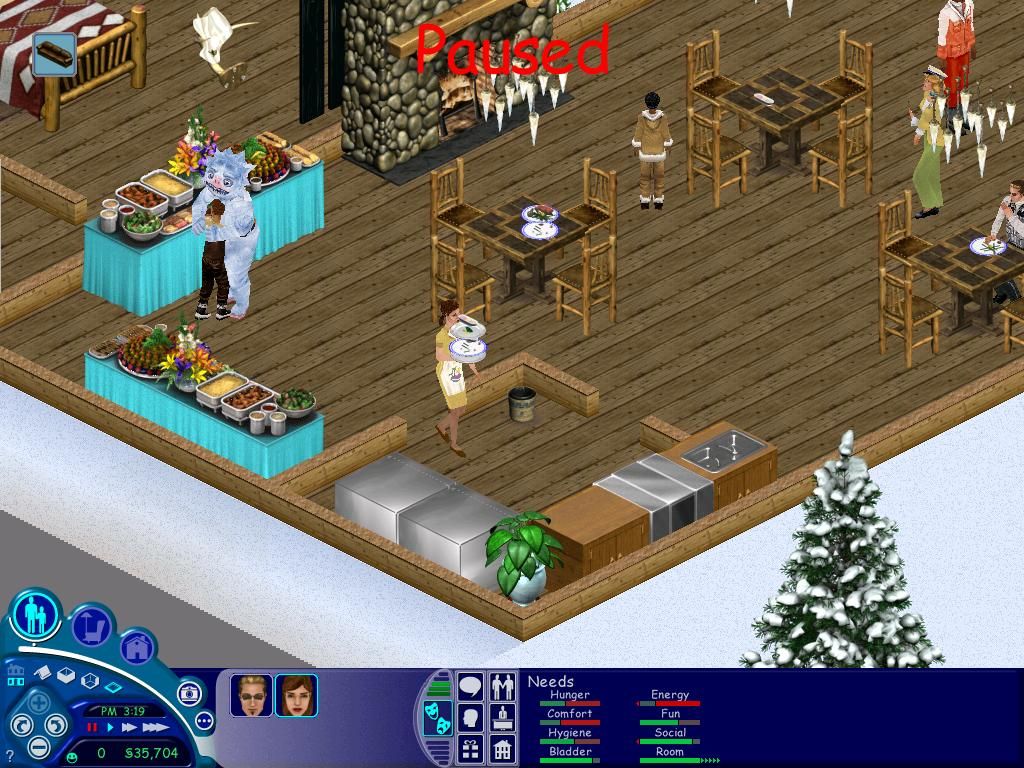 The Sims: Vacation (Windows) screenshot: When your Sims are vacationing, let the hired help clean up after you.