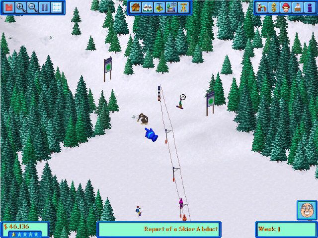 Ski Resort Tycoon (Windows) screenshot: Abduction by BigFoot