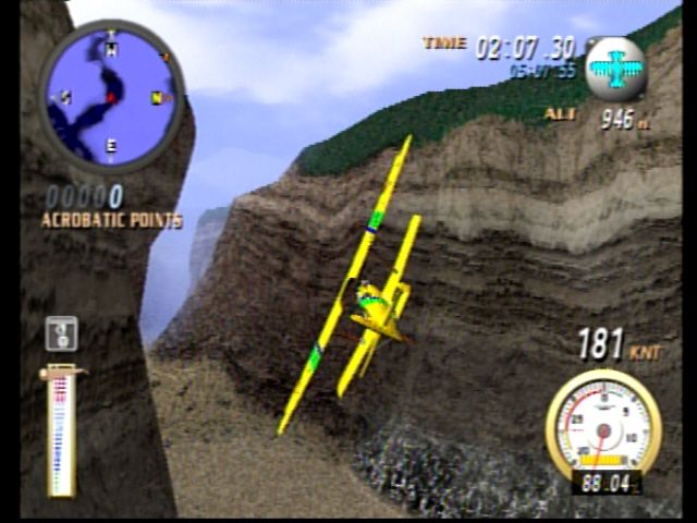 Sky Odyssey (PlayStation 2) screenshot: Narrow Canyon