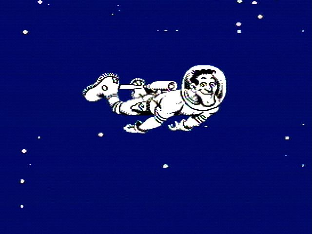 Solar Jetman: Hunt for the Golden Warpship (NES) screenshot: Solar Jetman in the opening sequence