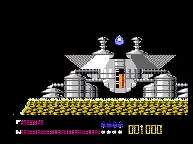 Solar Jetman: Hunt for the Golden Warpship (NES) screenshot: The jetpod leaving the mother ship