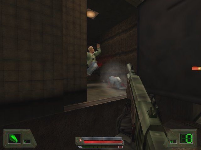 Soldier of Fortune (Windows) screenshot: oops, sorry pal, but you'd do the same to me if had a chance