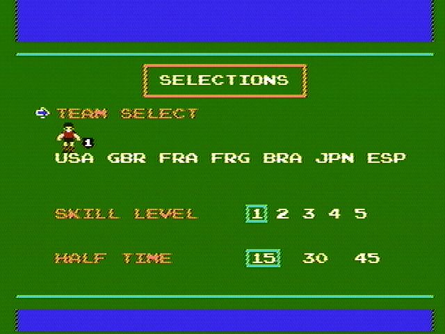 Soccer (NES) screenshot: Game options