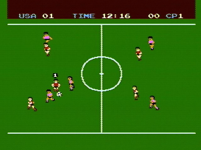 Soccer (NES) screenshot: A game in progress