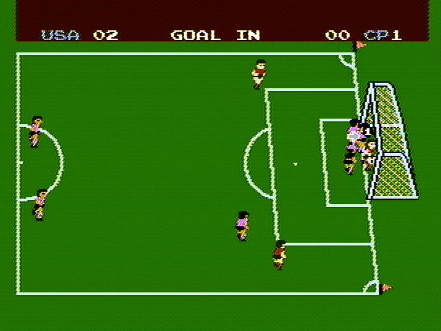 Soccer (NES) screenshot: A goal has been scored!
