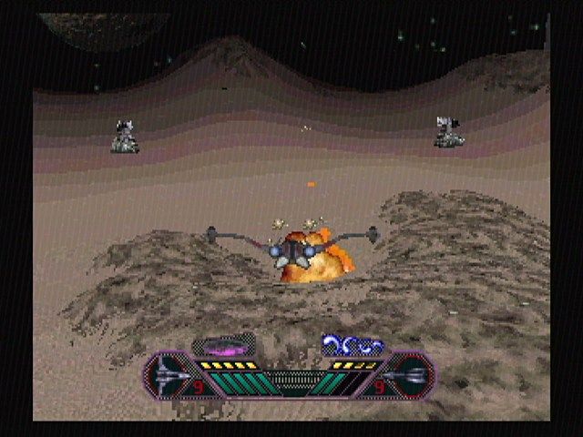 Solar Eclipse (SEGA Saturn) screenshot: This desert level shows just how bad the pop-up is.