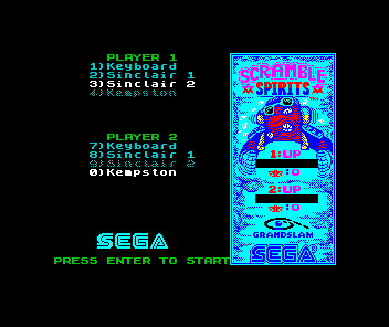 Scramble Spirits (ZX Spectrum) screenshot: Control selection