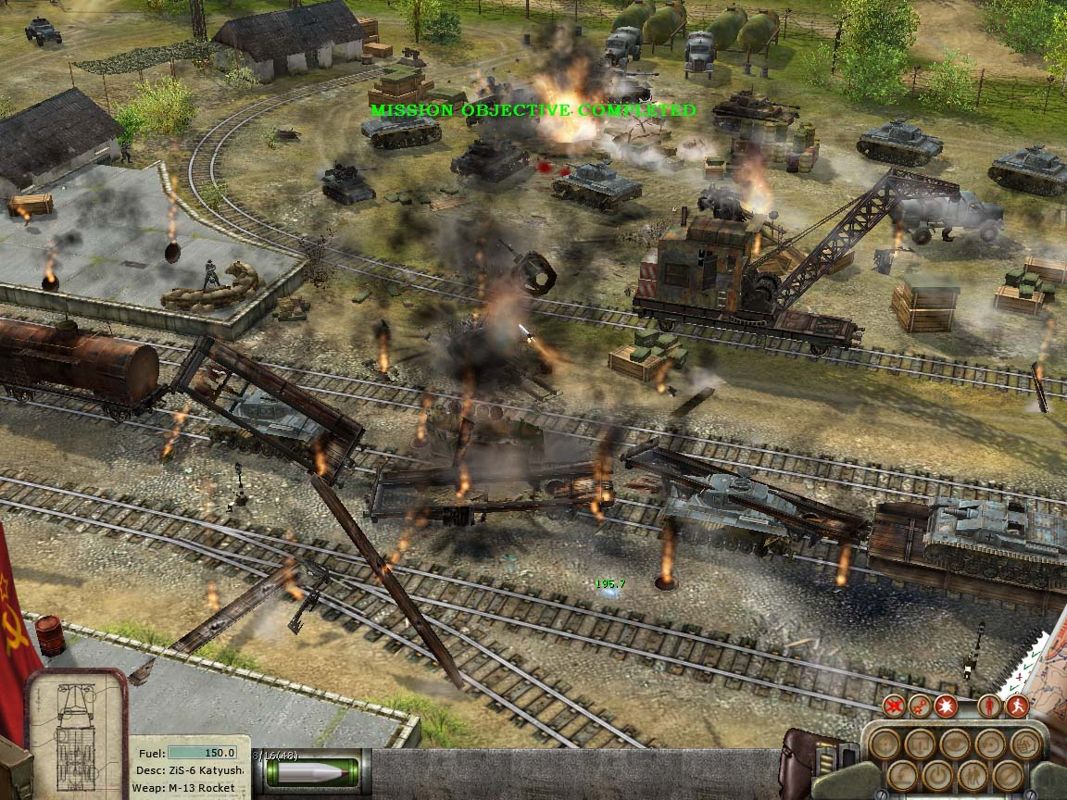 Soldiers: Heroes of World War II (Windows) screenshot: Artillery is a potent force, and the visual rewards due to big explosions in this game are spectacular.