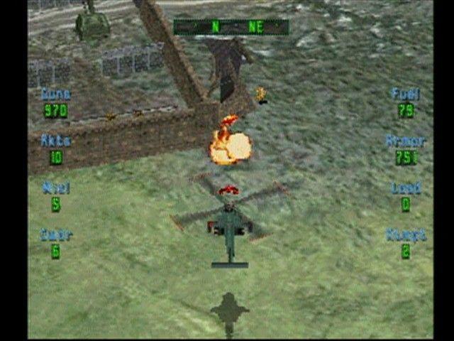 Soviet Strike (PlayStation) screenshot: Unloading ammo on a guard tower.