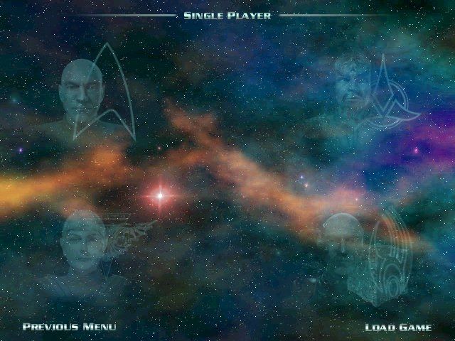Star Trek: Armada (Windows) screenshot: choose between four races and start the game up