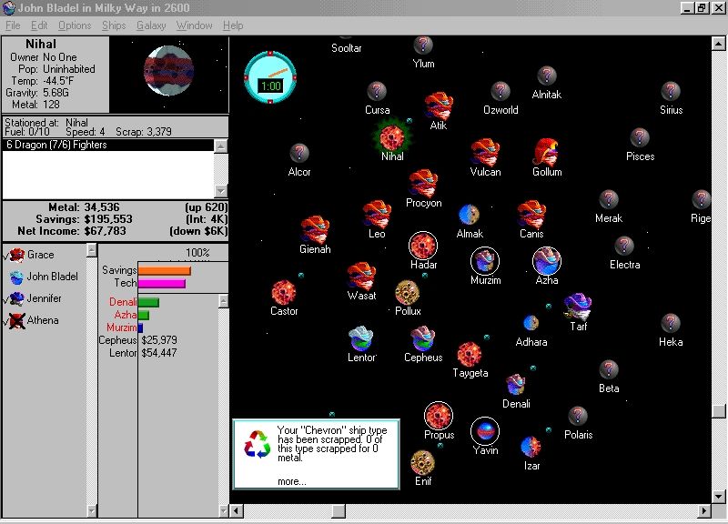 Spaceward Ho! IV (Windows) screenshot: Main gameplay screen