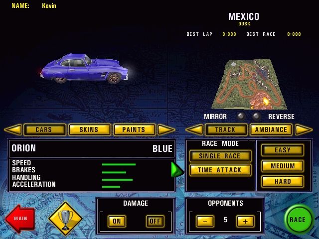 Speed Busters: American Highways (Windows) screenshot: Arcade Mode Race Setup