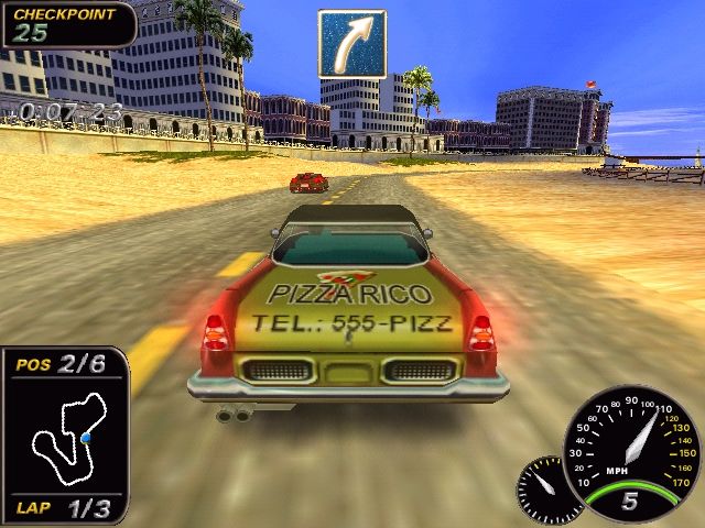 Speed Busters: American Highways (Windows) screenshot: Racing on a California beach