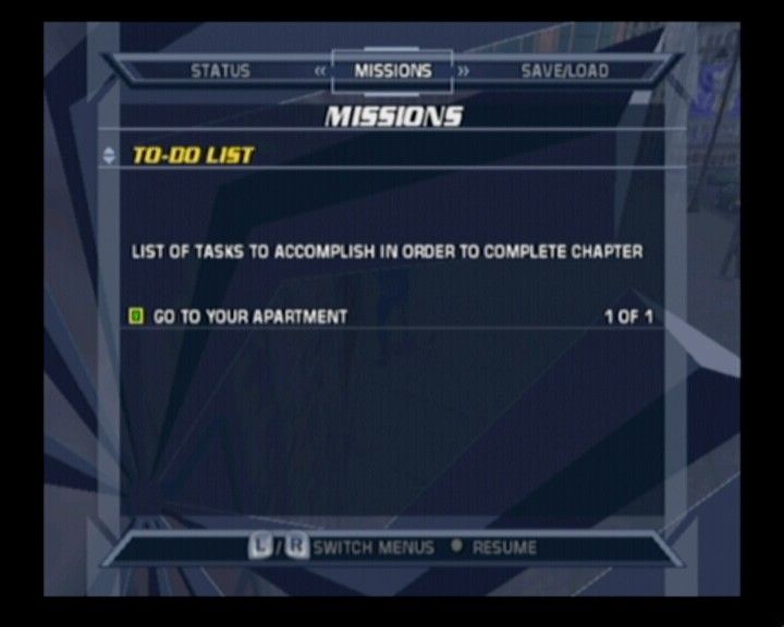 Spider-Man 2 (GameCube) screenshot: Game is split into chapters which are done by finishing the tasks in your to-do list.