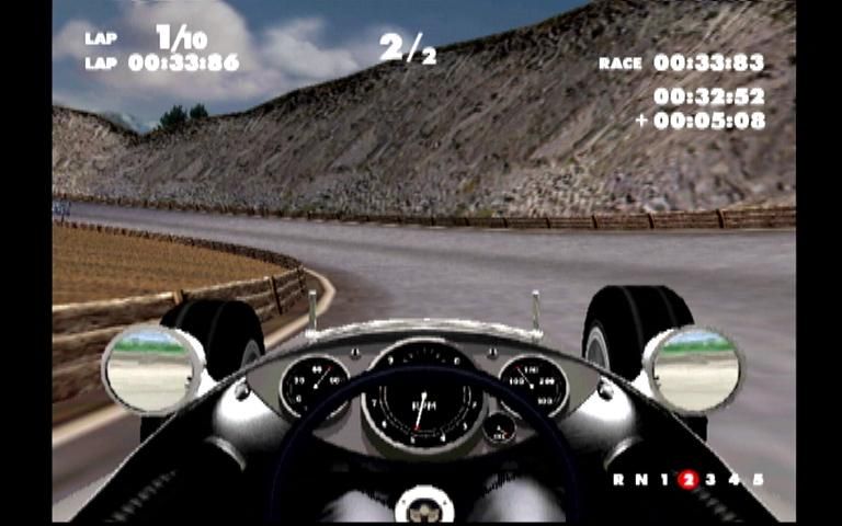 Spirit of Speed 1937 (Dreamcast) screenshot: Each car has a detailed in-car view.