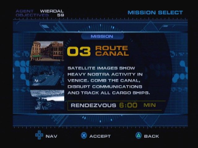 Spy Hunter (PlayStation 2) screenshot: Mission Selection