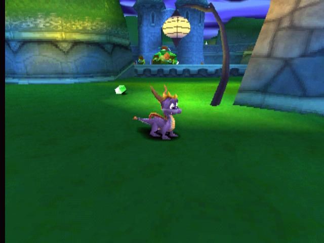 Spyro the Dragon (PlayStation) screenshot: A beautiful level called "Dark Hollows" or something like this. Anyway, nice Chinese lamps ;)