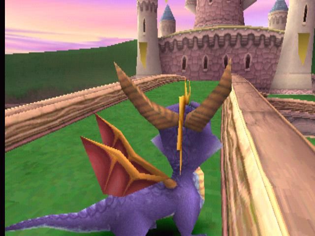 Spyro the Dragon (PlayStation) screenshot: Spyro looks at the tower