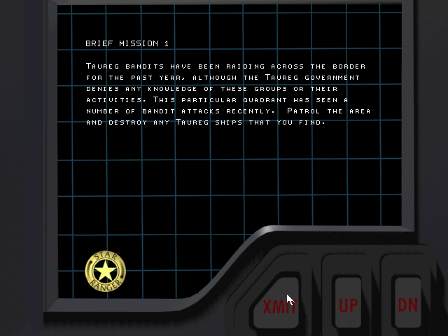 Star Rangers (DOS) screenshot: Briefing - mission 1 of the campaign