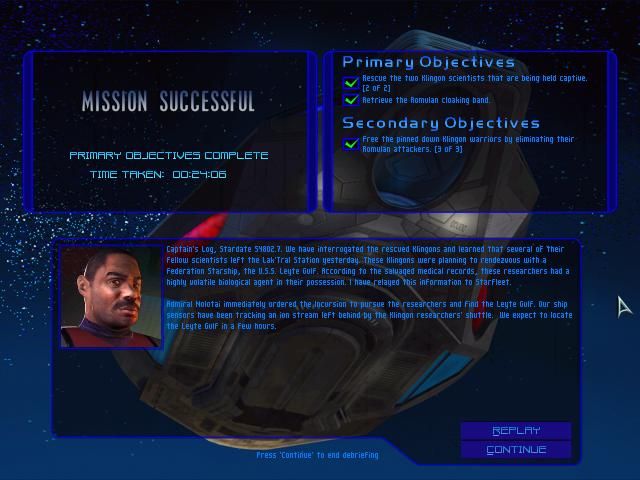 Star Trek: Away Team (Windows) screenshot: Debriefing screen