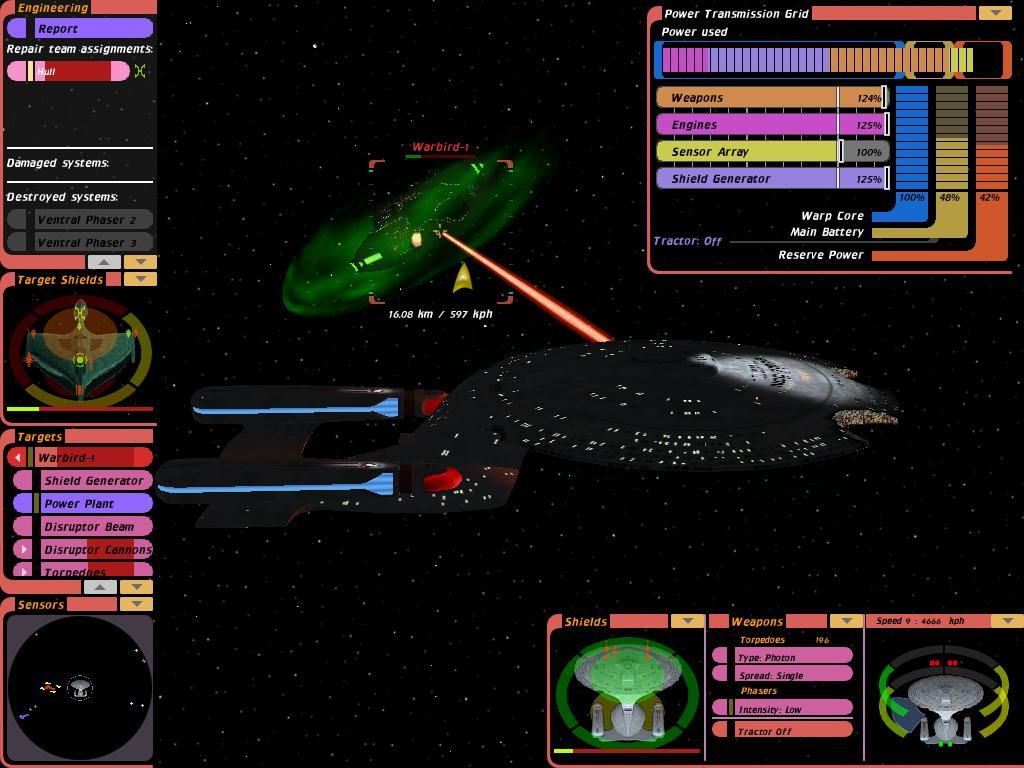 Star Trek: Bridge Commander (Windows) screenshot: Severe hull damage