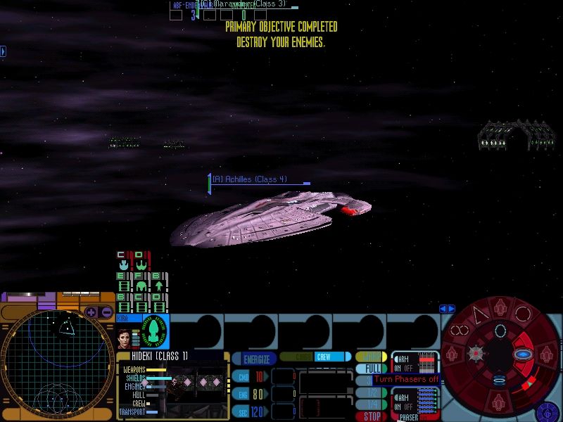 Star Trek: Deep Space Nine - Dominion Wars (Windows) screenshot: Multiplayer game has a winner... Achilles-class starship in the foreground