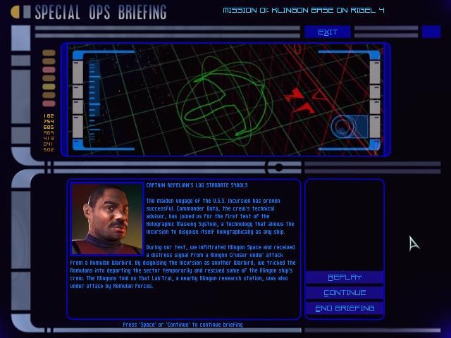 Star Trek: Away Team (Windows) screenshot: Briefing screen