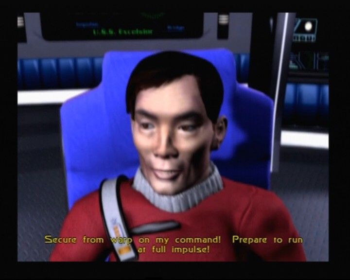 Star Trek: Shattered Universe (PlayStation 2) screenshot: Captain Sulu in the opening cinematic, and your superior on this shattered voyage
