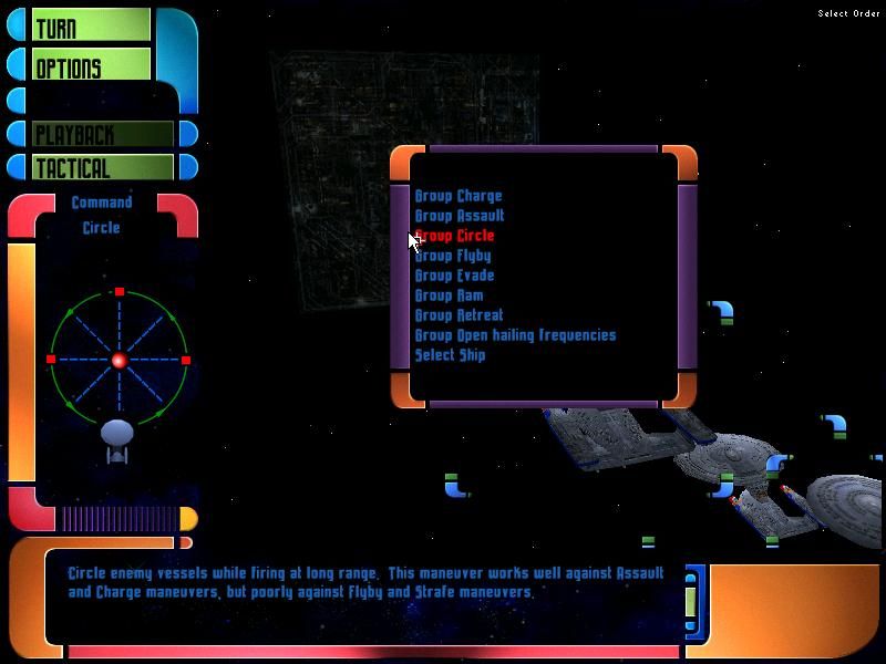 Star Trek: The Next Generation - Birth of the Federation (Windows) screenshot: Selecting a maneuver