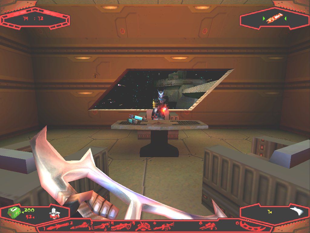 Star Trek: The Next Generation - Klingon Honor Guard (Windows) screenshot: Step into my office... the exterior view of the klingon cruiser is 'real'