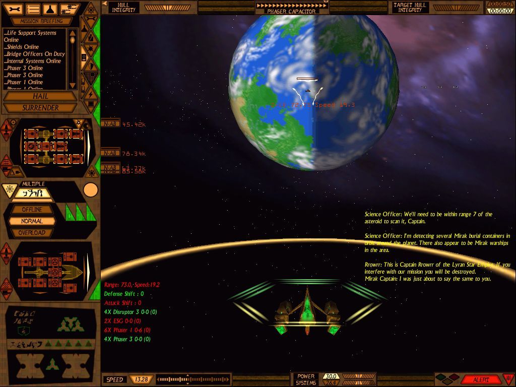 Star Trek: Starfleet Command Volume II - Empires at War (Windows) screenshot: In-mission communications are moderately humorous at times.