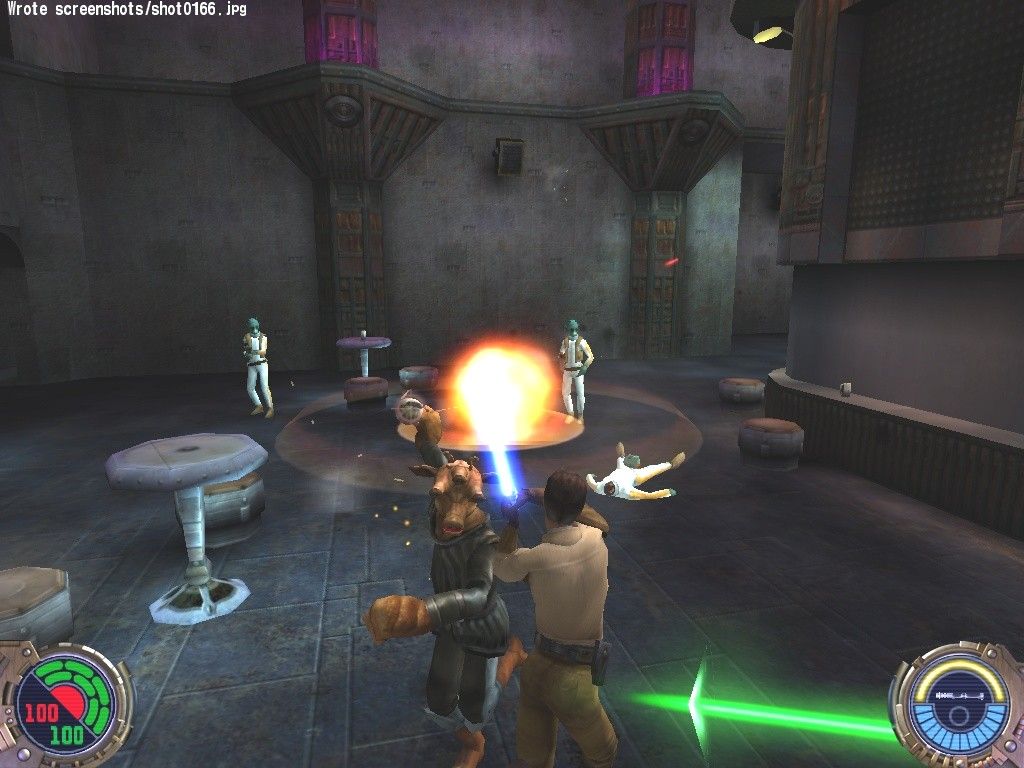 Star Wars: Jedi Knight II - Jedi Outcast (Collector's Edition) (Windows) screenshot: Jedi might not start barfights, but they sure as heck are great at finishing them