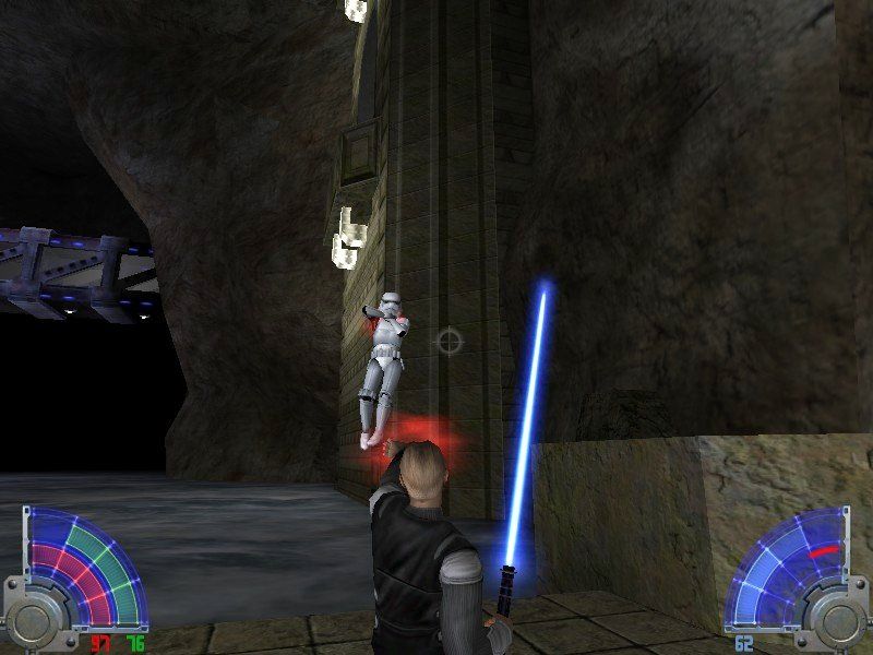 Star Wars: Jedi Knight - Jedi Academy (Windows) screenshot: Dark side force powers always look much more impressive than those of the light side.