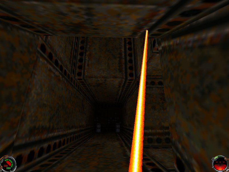 Star Wars: Jedi Knight - Mysteries of the Sith (Windows) screenshot: Kyle's lightsabre is orange