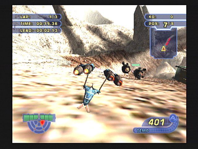 Star Wars: Racer Revenge (PlayStation 2) screenshot: This track is especially bright.