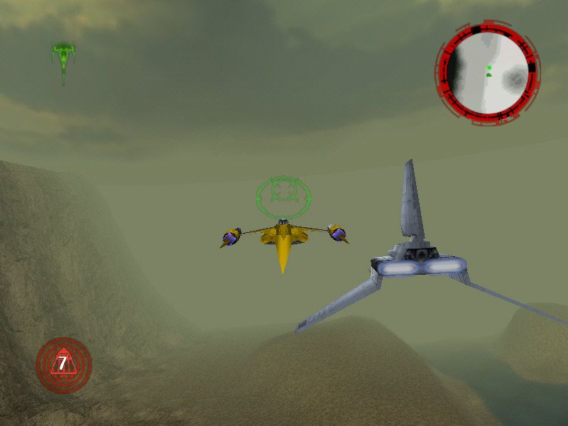 Star Wars: Rogue Squadron 3D (Windows) screenshot: Escorting a shuttle