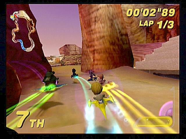 Star Wars: Super Bombad Racing (PlayStation 2) screenshot: Wizards! Anakin Skywalker finds himself at the tail bumper-to-bumper traffic.