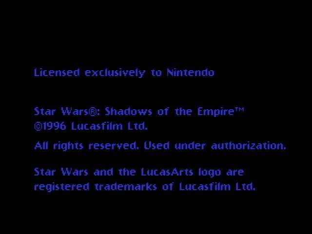 Star Wars: Shadows of the Empire (Nintendo 64) screenshot: Publisher Info