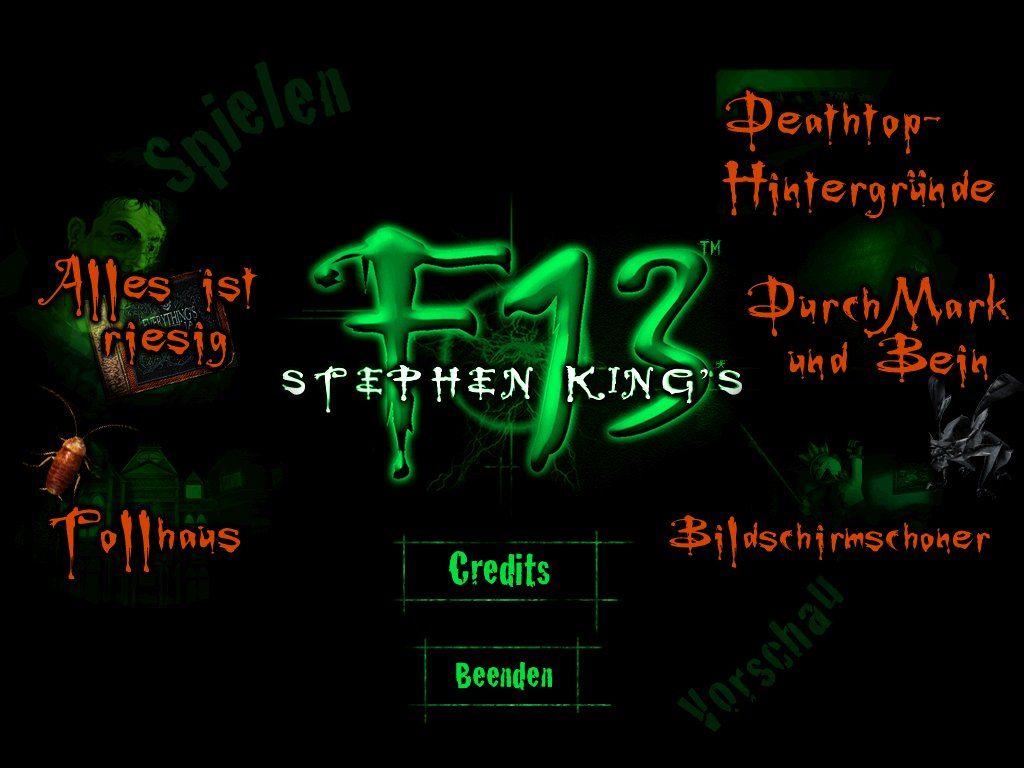 Stephen King's F13: Ctrl, Alt, ...Shiver (Windows) screenshot: Main menu