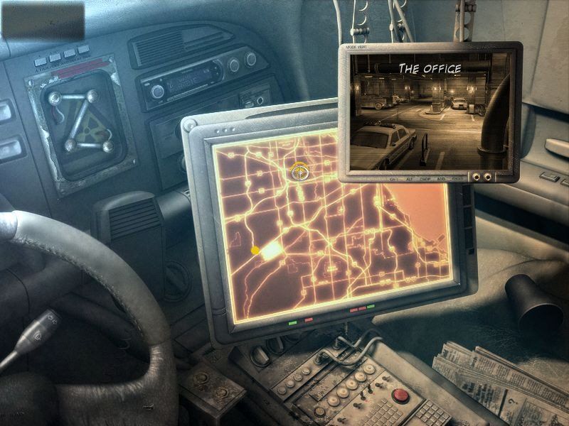 Still Life (Windows) screenshot: Travel via the map in Victoria's car.