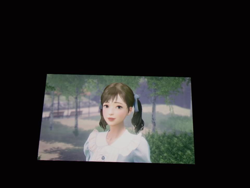 Focus on You (PlayStation 4) screenshot: Taking a photo of a mysterious girl entering the park