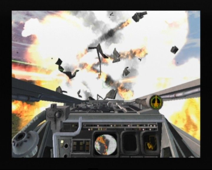Star Wars: Rogue Squadron III - Rebel Strike (GameCube) screenshot: Target destroyed at the last second ('cos if you ram it, you die, of course)