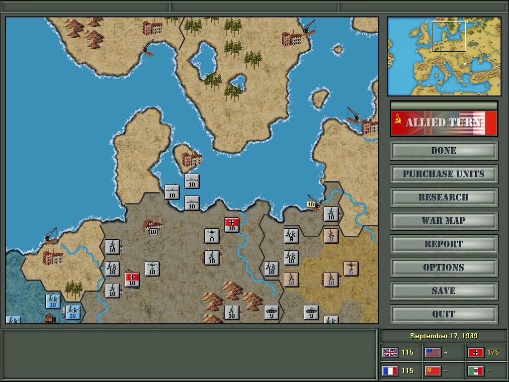 Strategic Command: European Theater (Windows) screenshot: Germany attacks Poland