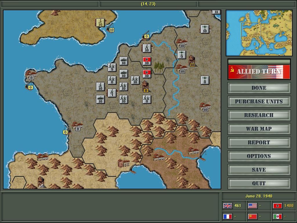Strategic Command: European Theater (Windows) screenshot: Vichy France