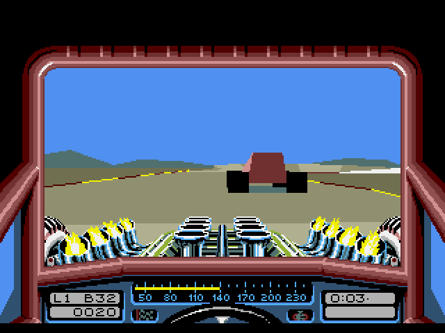 Stunt Track Racer (Amiga) screenshot: The race is on