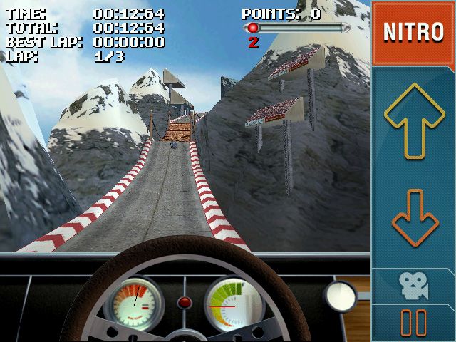 Stuntcar Extreme Advanced (Windows Mobile) screenshot: In-car view on Rollercoaster track