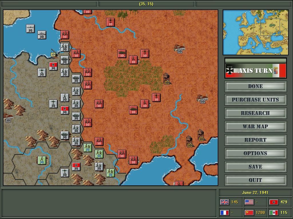 Strategic Command: European Theater (Windows) screenshot: Operation Barbarossa