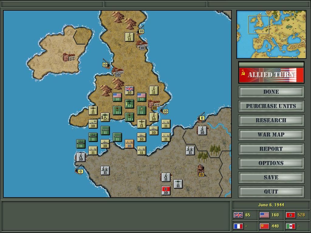 Strategic Command: European Theater (Windows) screenshot: D-Day