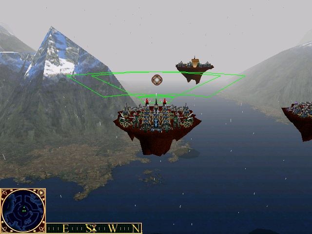 Stratosphere: Conquest of the Skies (Windows) screenshot: As soon as you have a fortress capable of defending itself, you'll be assigned to escort missions. Good luck keeping these cargo jockeys alive.