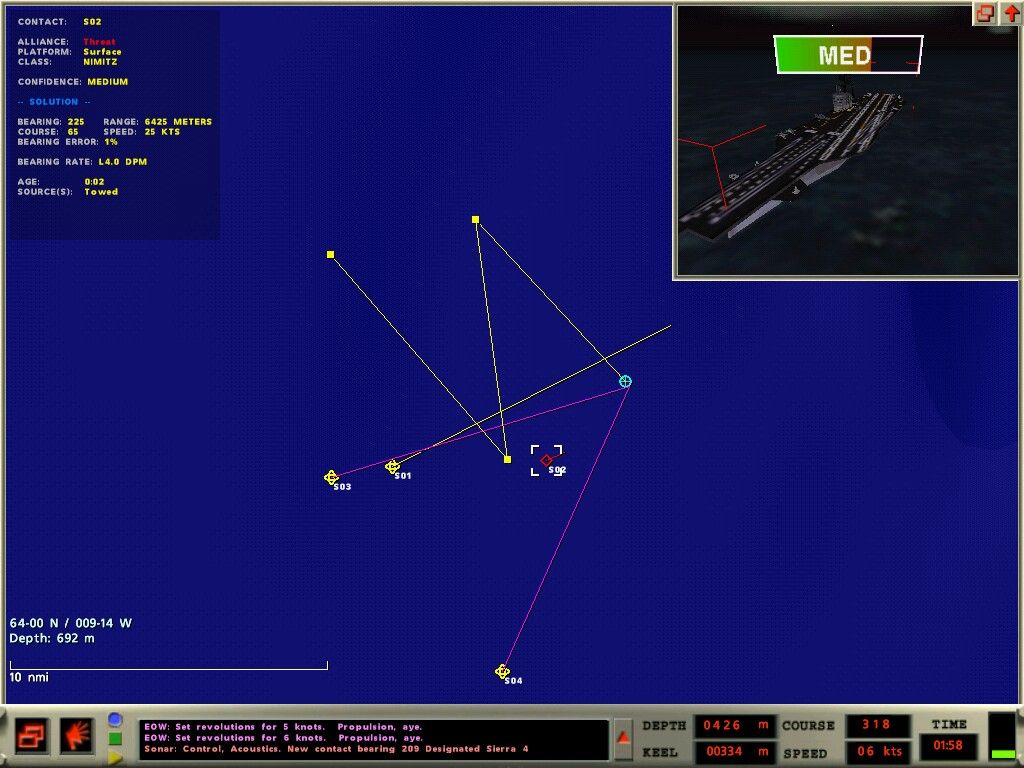 Sub Command: Akula Seawolf 688(I) (Windows) screenshot: Navigation (Akula)